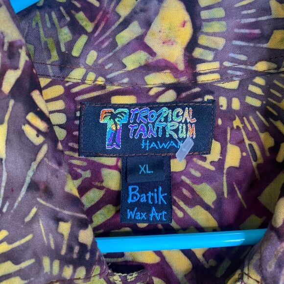 Tropical Tantrum Hawaiian Shirt XL Men’s Button Up Batik All Over Print Vintage - Picture 4 of 13